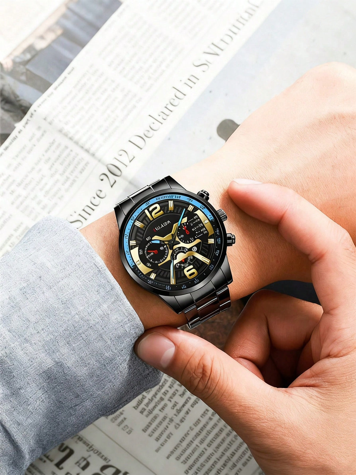 Relógio Masculino Cronógrafo Esportivo Em Aço Inoxidável