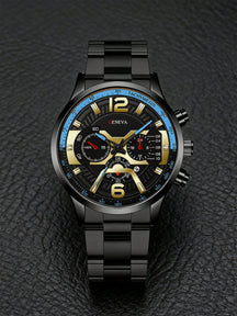 Relógio Masculino Cronógrafo Esportivo Em Aço Inoxidável