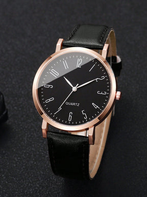 Relógio Minimalista Pulseira Couro Números Romanos