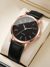 Relógio Minimalista Pulseira Couro Números Romanos