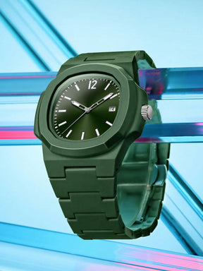 Relógio Masculino Minimalista Caixa Geométrica Com Calendário