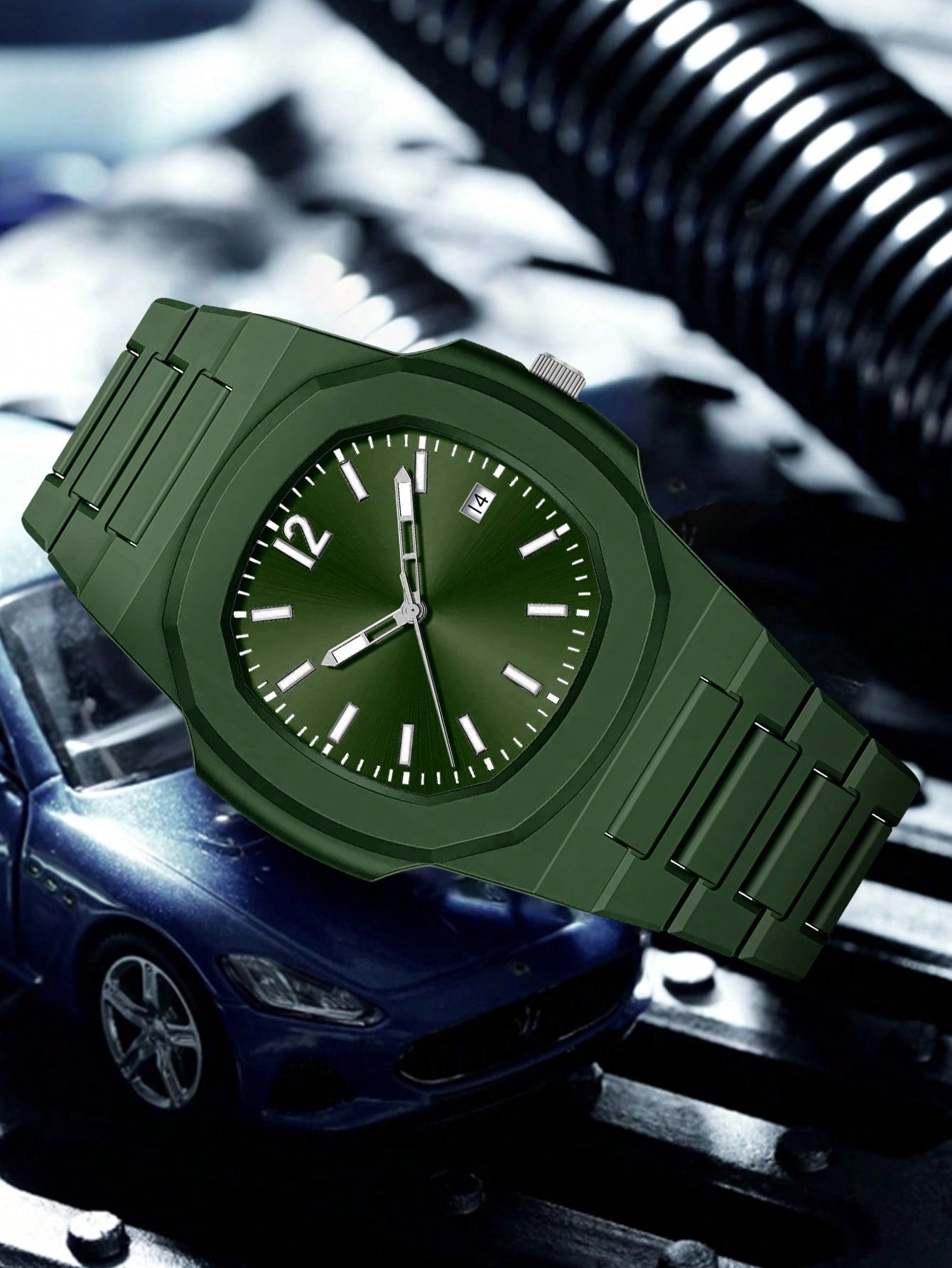 Relógio Masculino Minimalista Caixa Geométrica Com Calendário