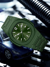 Relógio Masculino Minimalista Caixa Geométrica Com Calendário