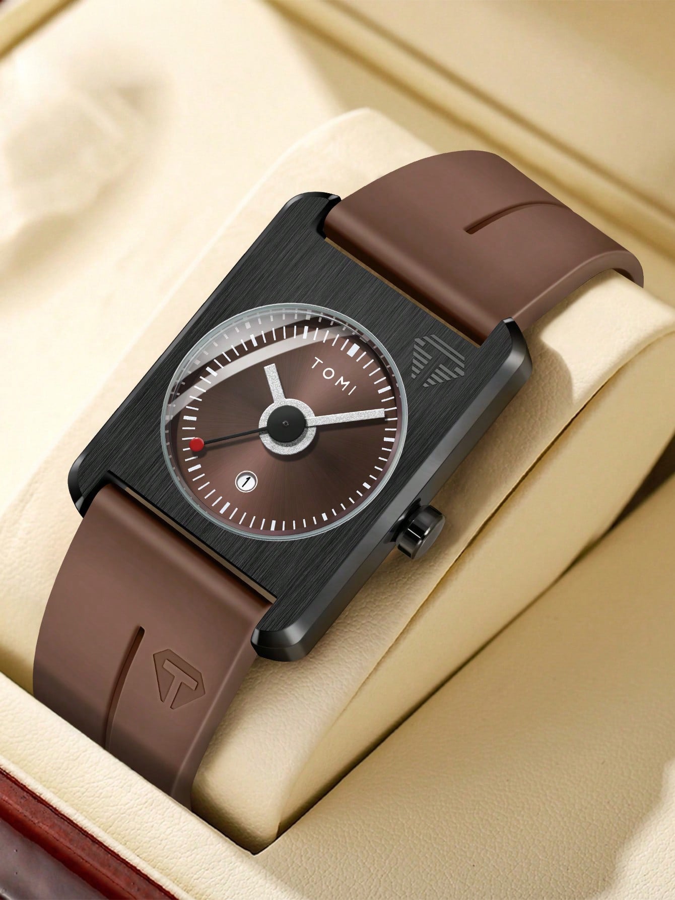 Relógio Minimalista Caixa Quadrada Pulseira Silicone