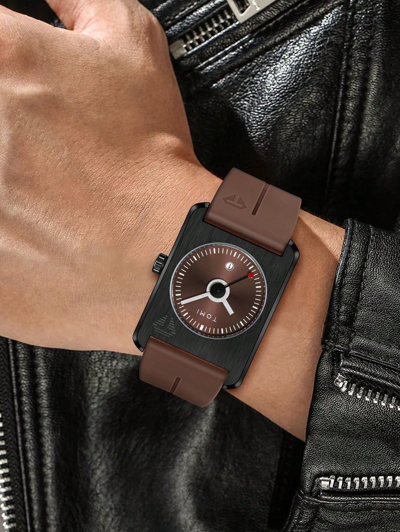 Relógio Minimalista Caixa Quadrada Pulseira Silicone