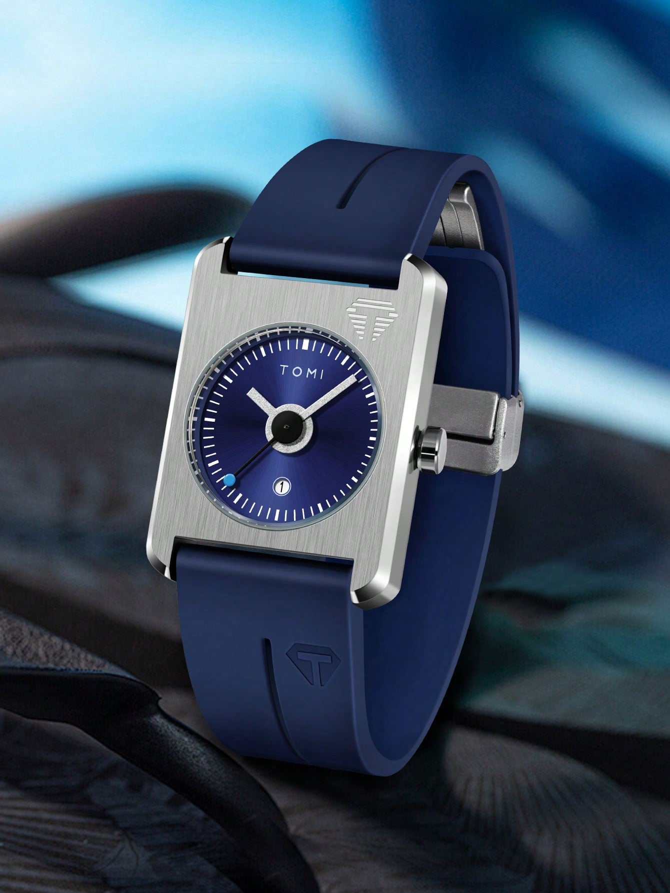 Relógio Minimalista Caixa Quadrada Pulseira Silicone