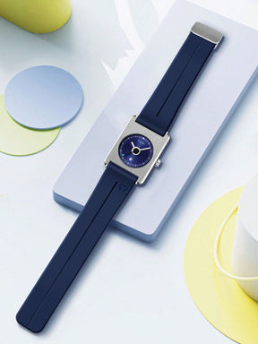 Relógio Minimalista Caixa Quadrada Pulseira Silicone