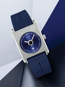 Relógio Minimalista Caixa Quadrada Pulseira Silicone