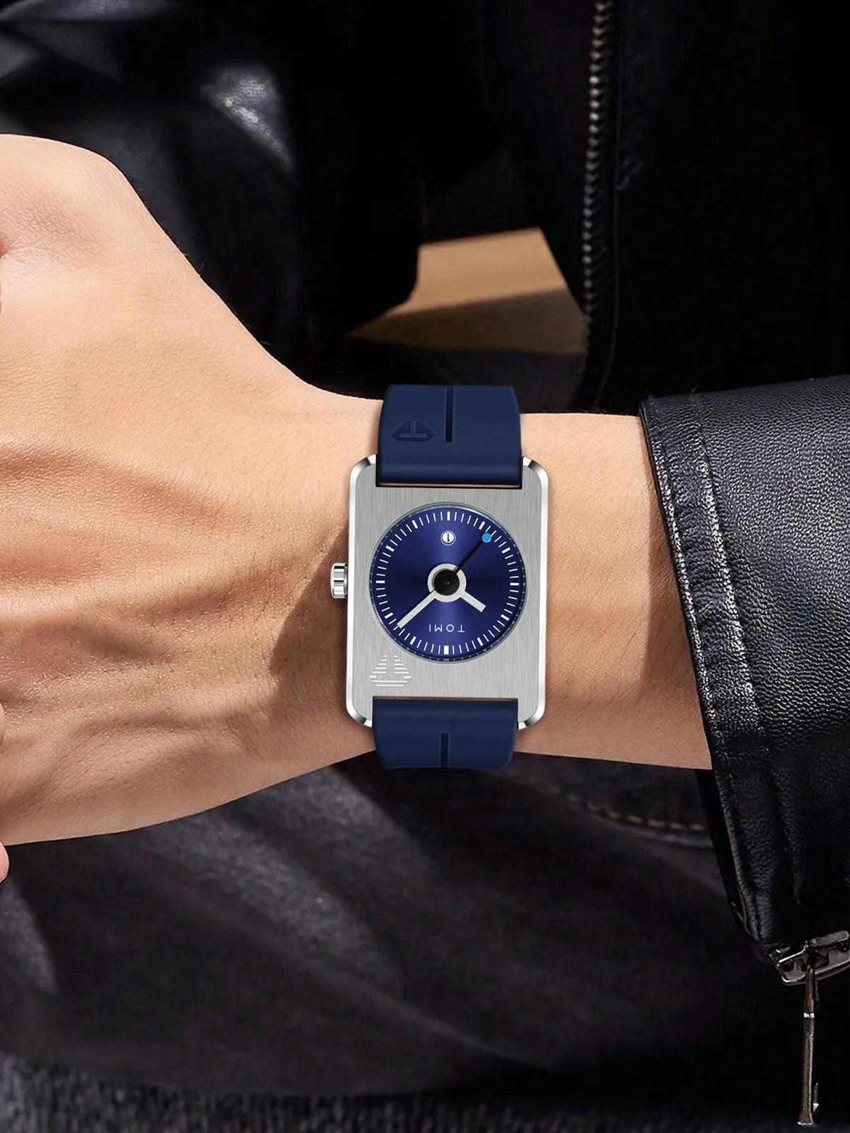 Relógio Minimalista Caixa Quadrada Pulseira Silicone