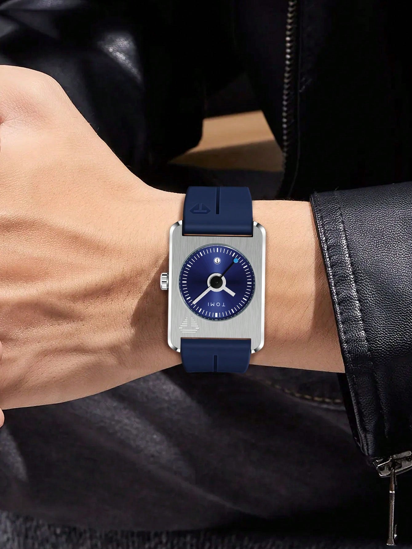 Relógio Minimalista Caixa Quadrada Pulseira Silicone