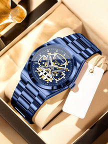 Relógio Automático Skeleton Design Moderno Masculino