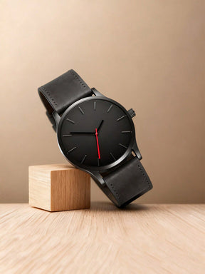 Relógio Minimalista Pulseira Couro Números Romanos Elegante