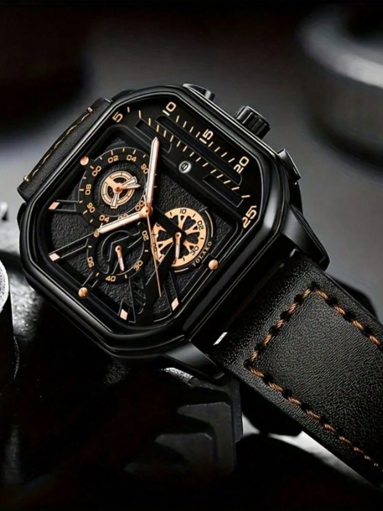 Relógio Caixa Octogonal Cronógrafo Design Premium Masculino