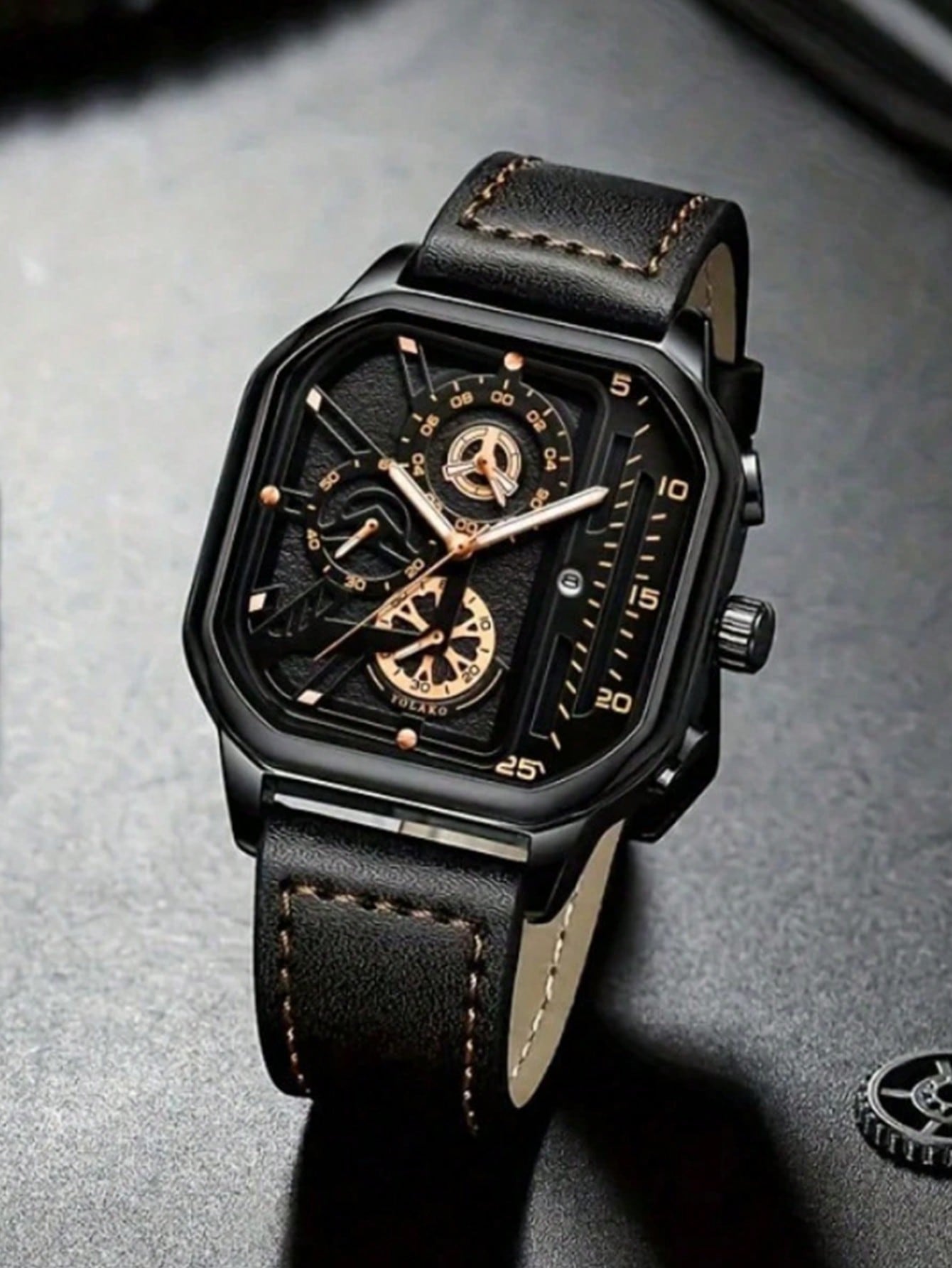 Relógio Caixa Octogonal Cronógrafo Design Premium Masculino