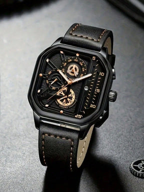 Relógio Caixa Octogonal Cronógrafo Design Premium Masculino