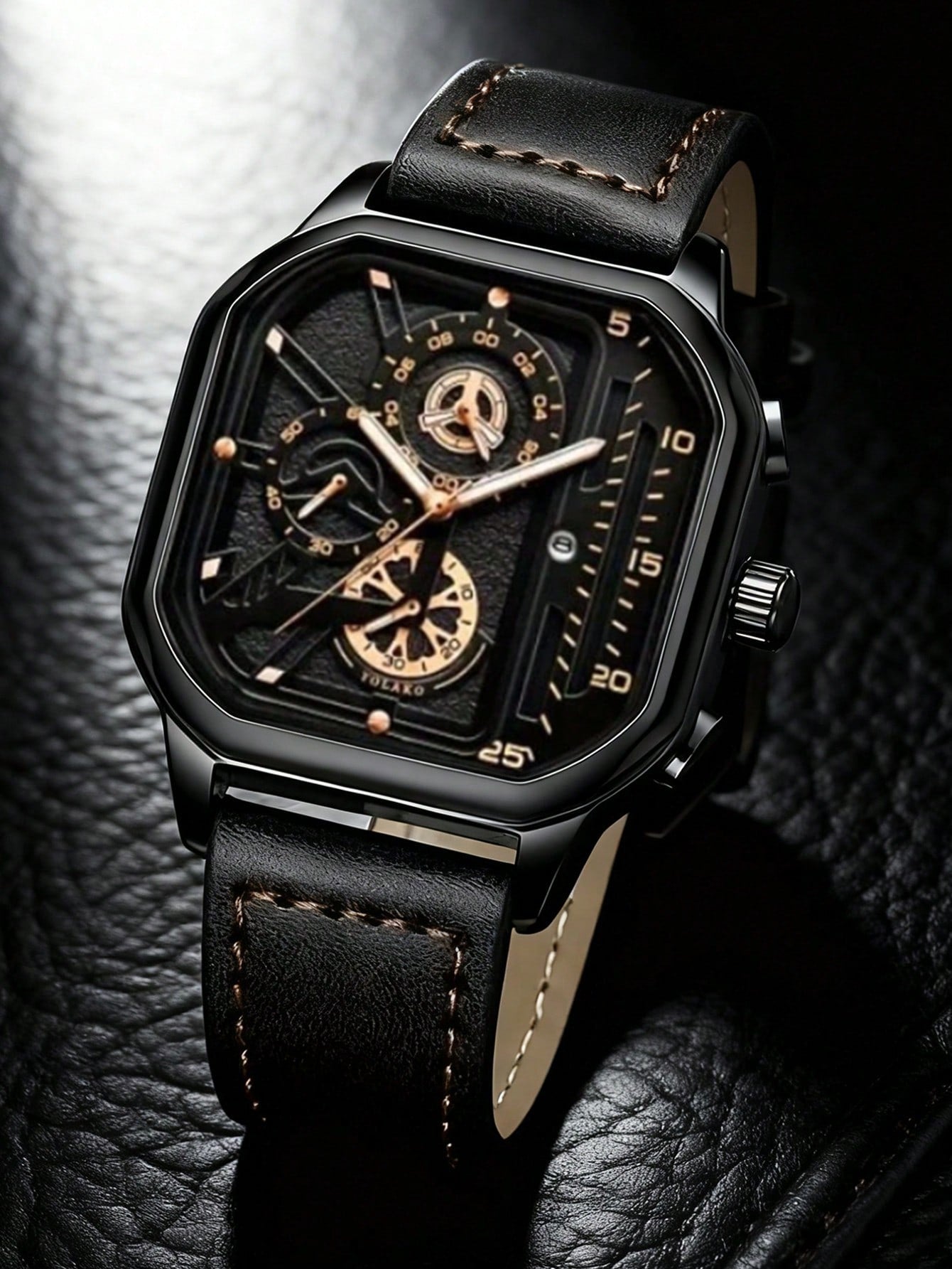 Relógio Caixa Octogonal Cronógrafo Design Premium Masculino