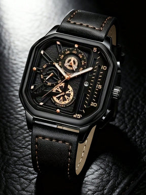 Relógio Caixa Octogonal Cronógrafo Design Premium Masculino