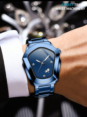 Relógio Caixa Octogonal Minimalista Com Data