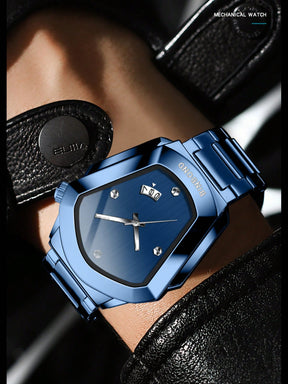 Relógio Caixa Octogonal Minimalista Com Data