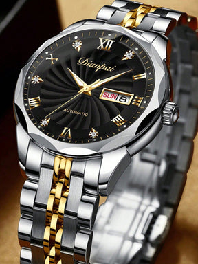 Relógio Automático Prata Números Romanos Strass