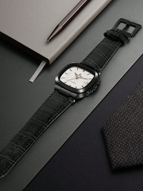 Relógio Masculino Caixa Quadrada Pulseira Couro