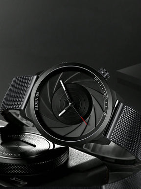 Relógio Masculino Minimalista Com Mostrador Clean E Pulseira Mesh