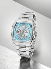 Relógio Cronógrafo Lige Azul Quadrado Pulseira Aço Subdials Esportivos