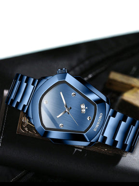 Relógio Caixa Octogonal Minimalista Com Data