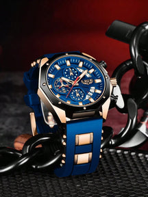 Relógio Masculino Cronógrafo Esportivo Com Pulseira Em Silicone