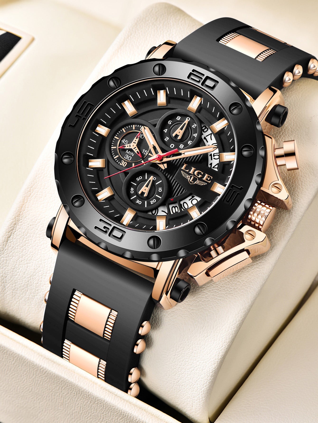 Relógio Masculino Cronógrafo Esportivo Com Pulseira Em Silicone