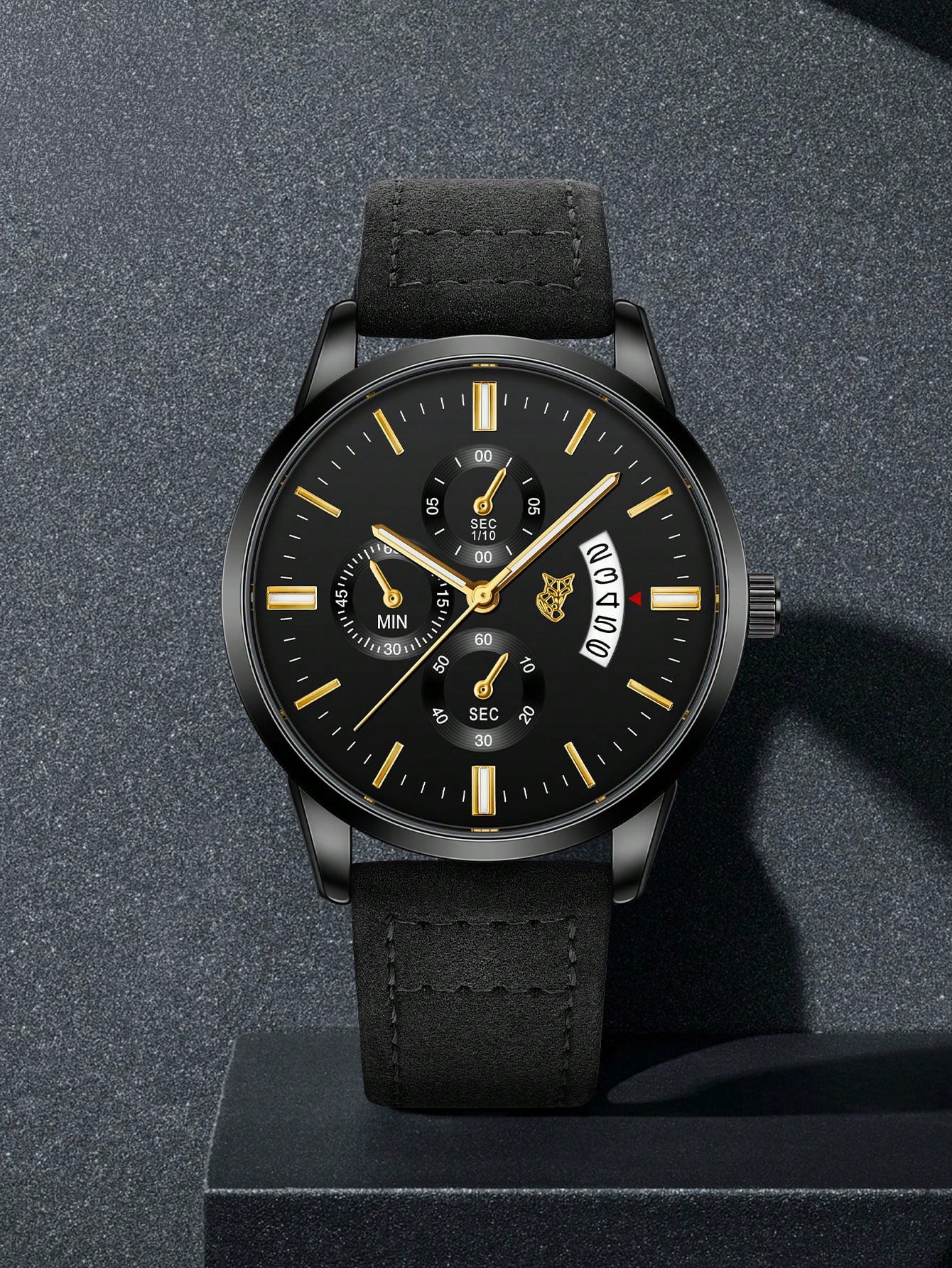 Relógio Masculino Pulseira Couro Cronógrafo Completo