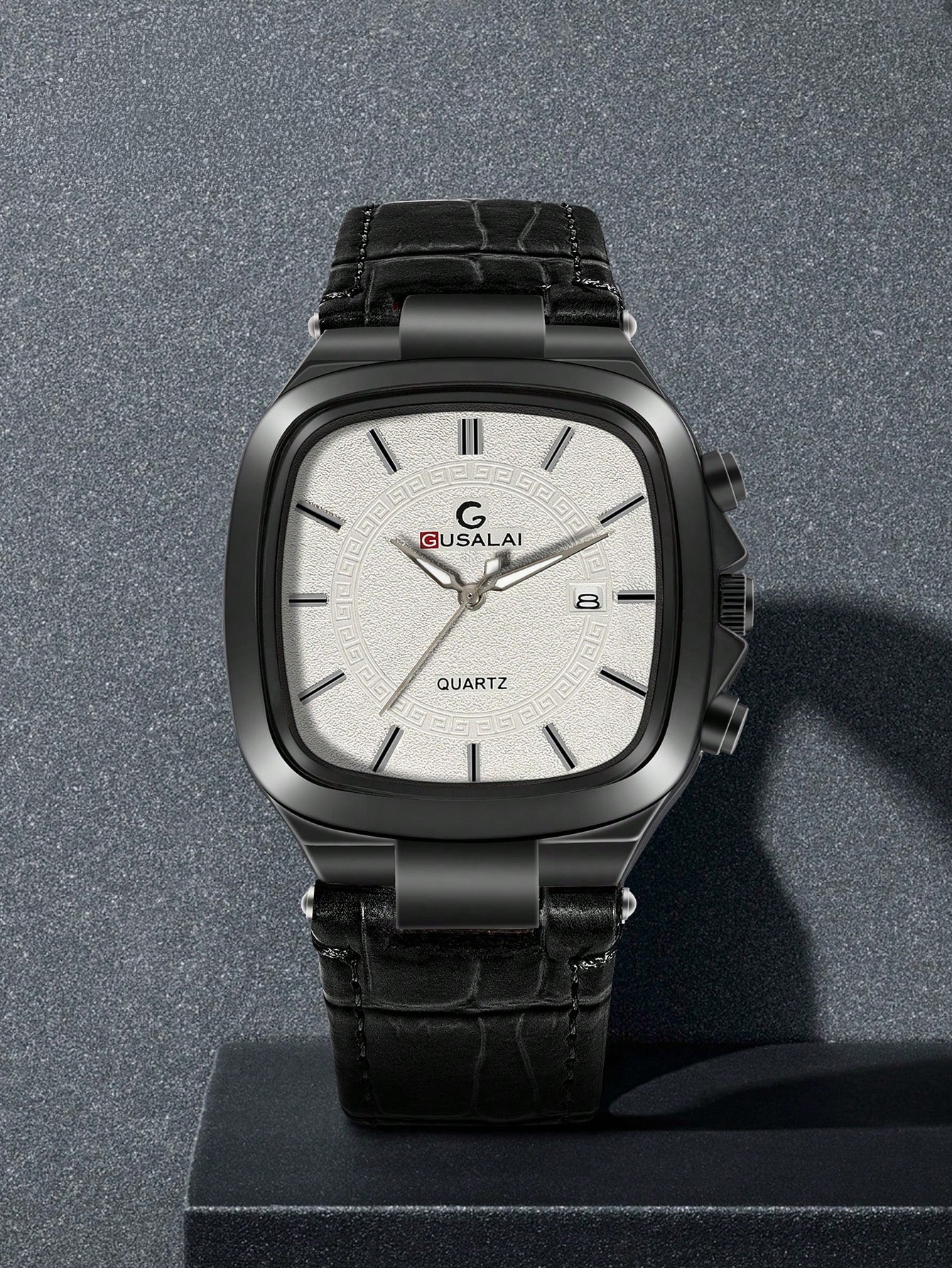 Relógio Masculino Caixa Quadrada Pulseira Couro