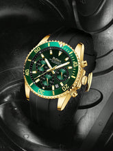 Relógio Dourado Cronógrafo Esportivo Com Pulseira Silicone