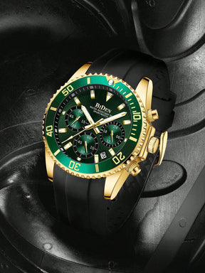 Relógio Dourado Cronógrafo Esportivo Com Pulseira Silicone