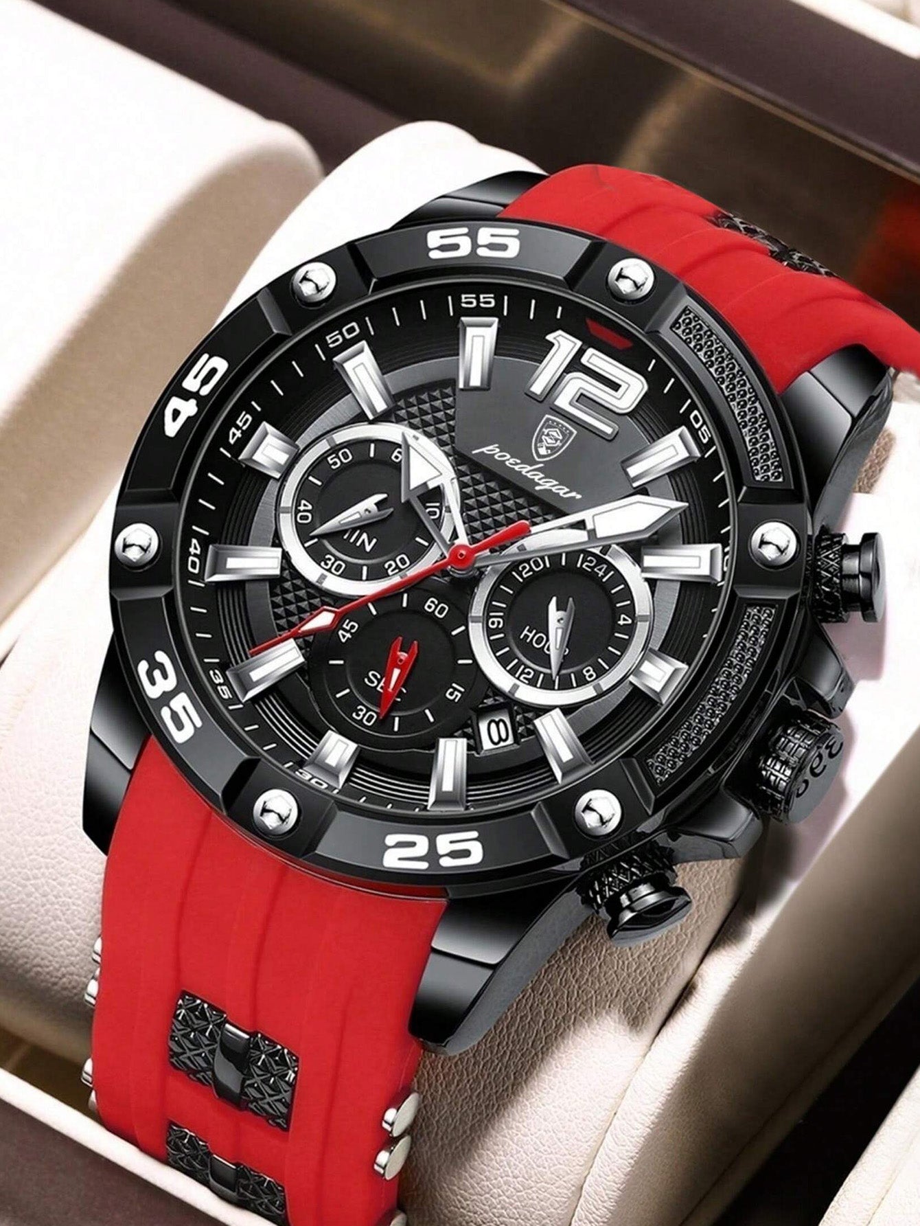 Relógio Masculino Cronógrafo Esportivo Com Pulseira Em Silicone