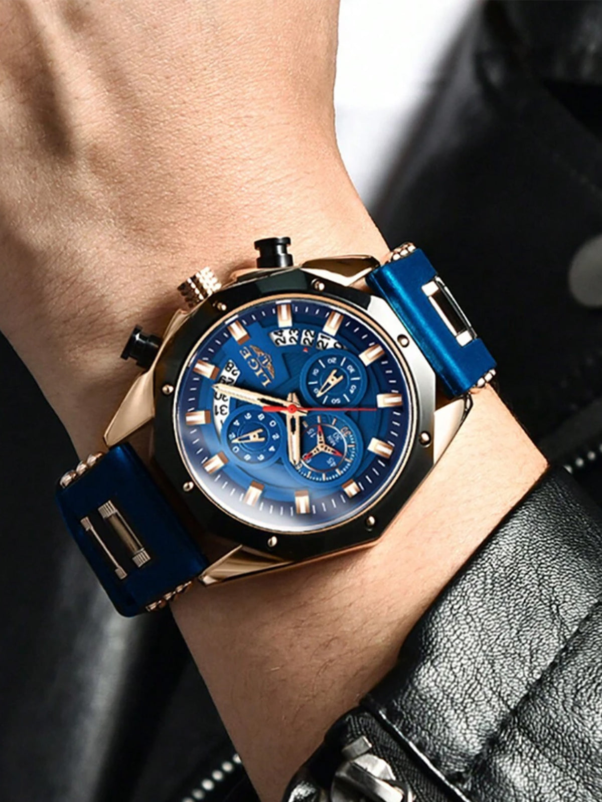 Relógio Masculino Cronógrafo Esportivo Com Pulseira Em Silicone