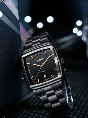 Relógio Masculino Clássico Com Caixa Quadrada Em Aço