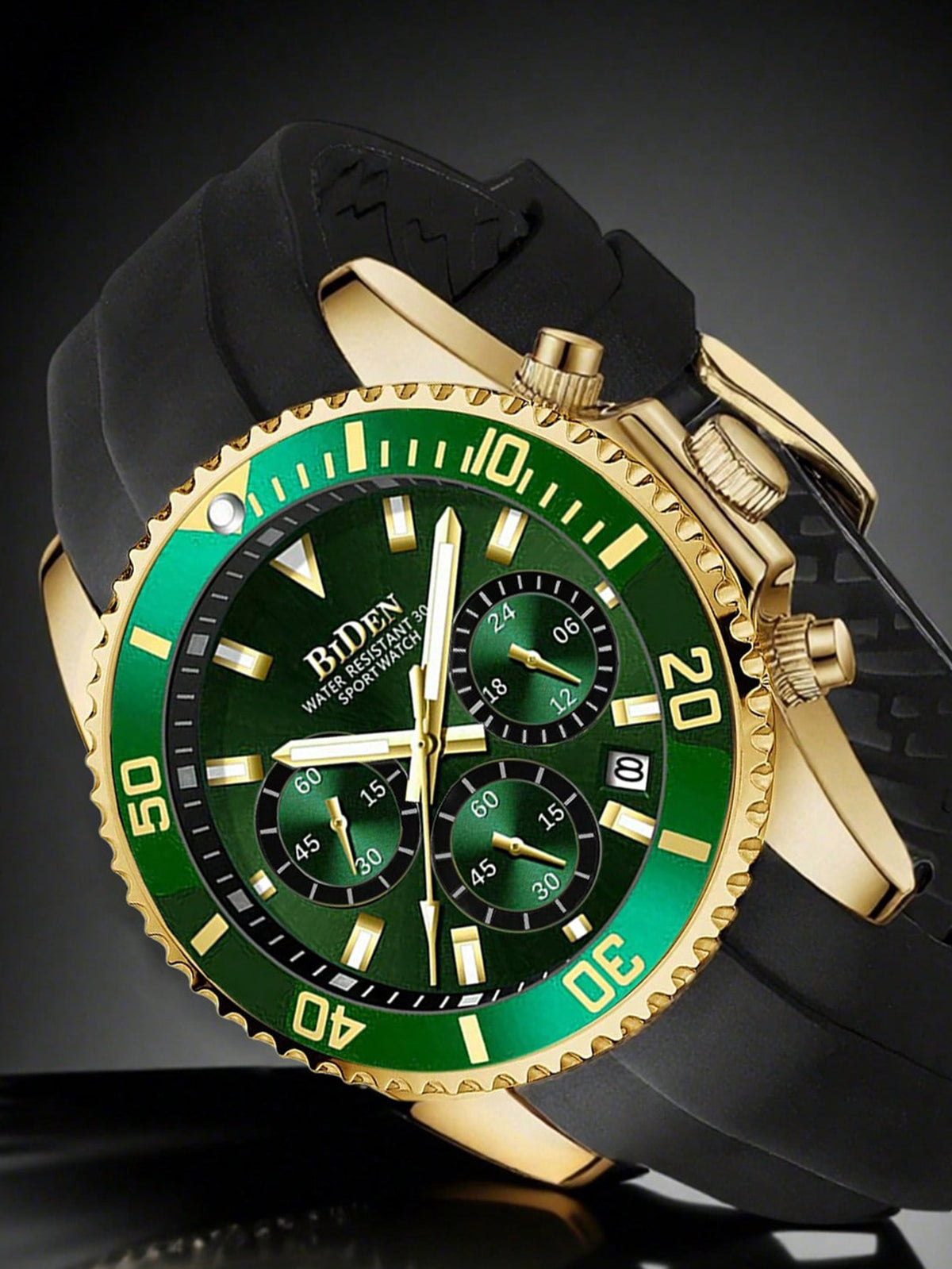 Relógio Dourado Cronógrafo Esportivo Com Pulseira Silicone