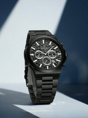 Relógio Masculino Cronógrafo Preto Aço Inox Design Robustíssimo