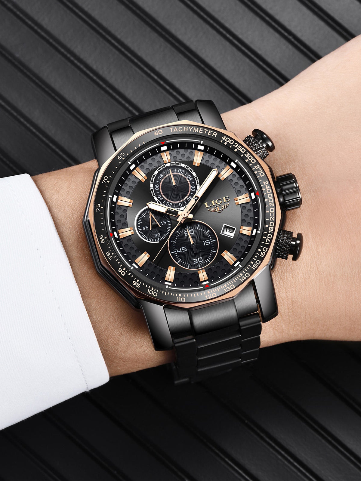 Relógio Masculino Cronógrafo Luxo Com Taquímetro Esportivo