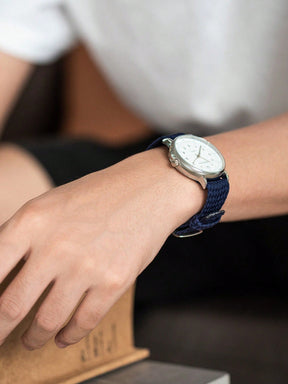Relógio Masculino Minimalista Com Pulseira Têxtil Trançada