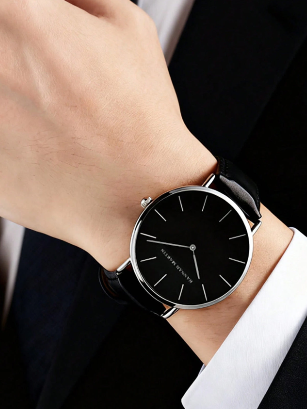 Relógio Masculino Minimalista Elegante Com Pulseira De Couro