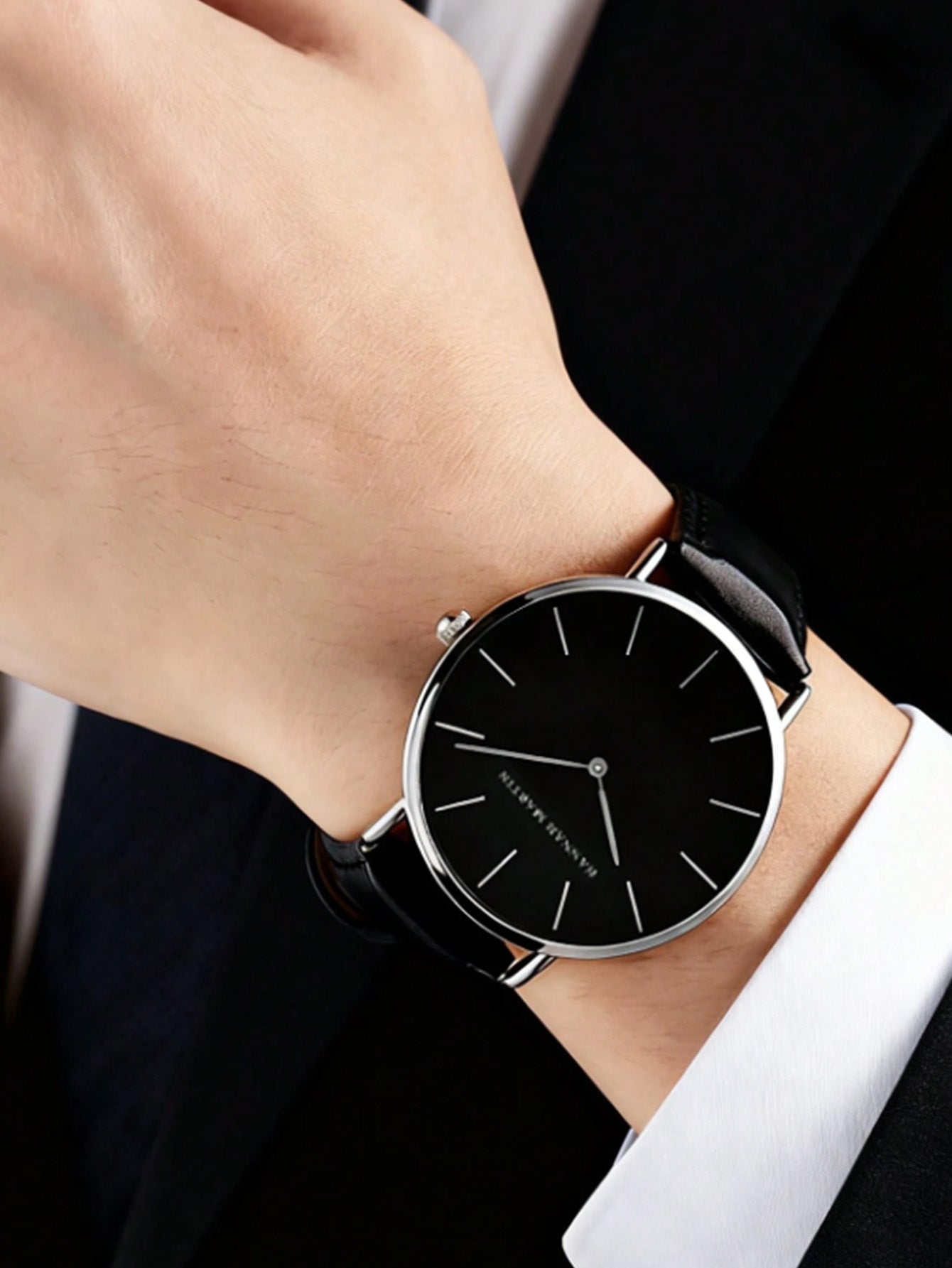 Relógio Masculino Minimalista Elegante Com Pulseira De Couro