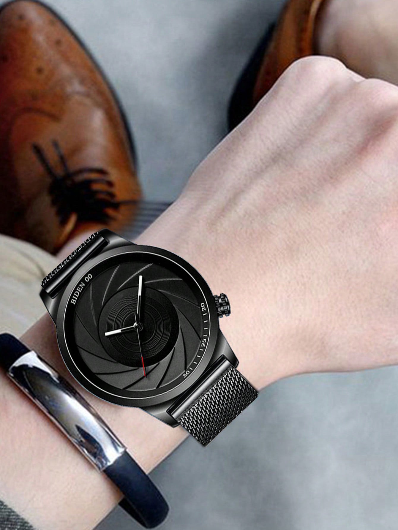 Relógio Masculino Minimalista Com Mostrador Clean E Pulseira Mesh