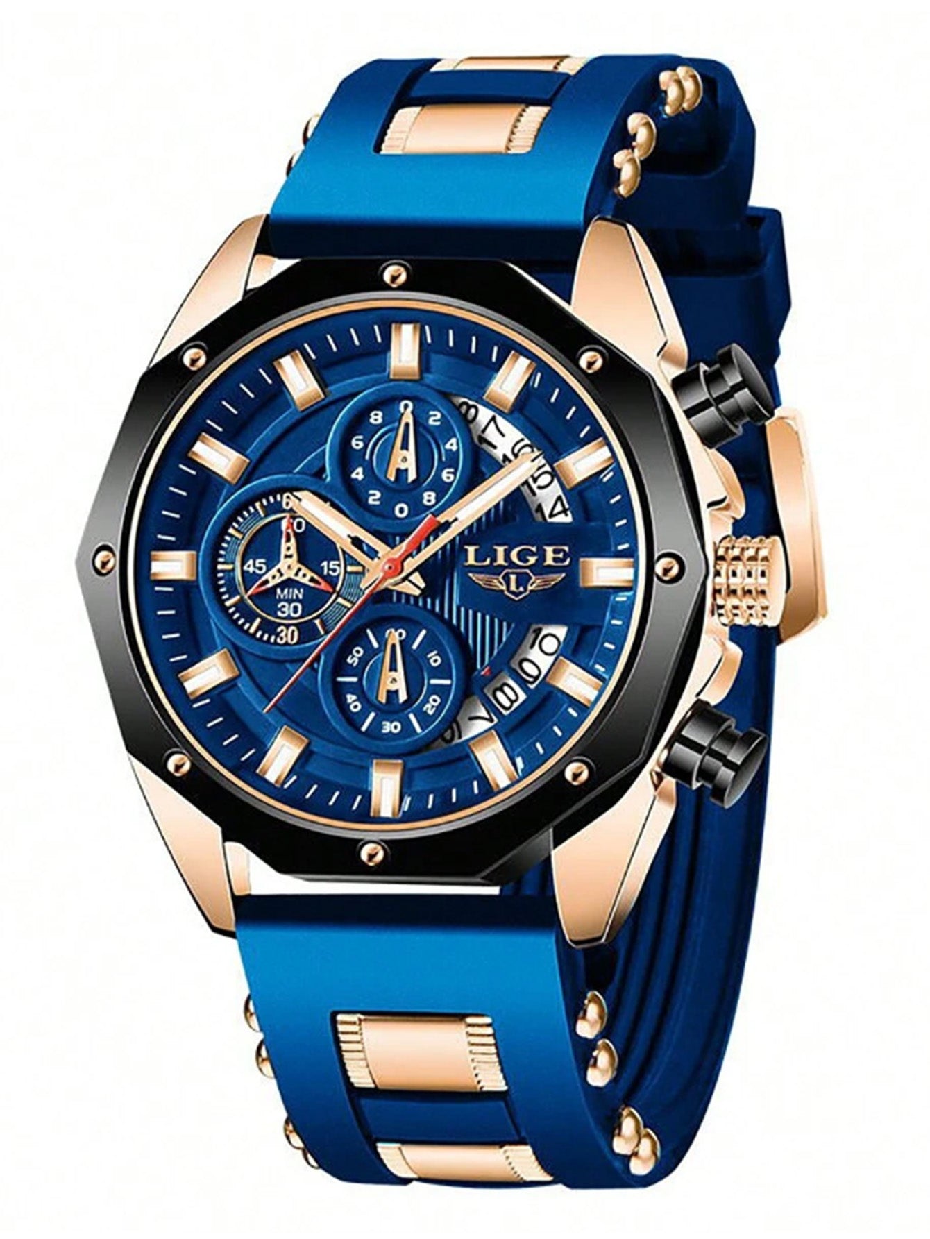 Relógio Masculino Cronógrafo Esportivo Com Pulseira Em Silicone