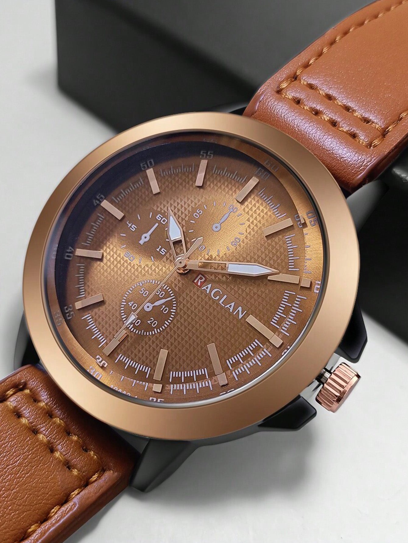 Relógio Masculino Cronógrafo Pulseira Couro Texturizado