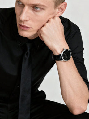 Relógio Masculino Minimalista Elegante Com Pulseira De Couro