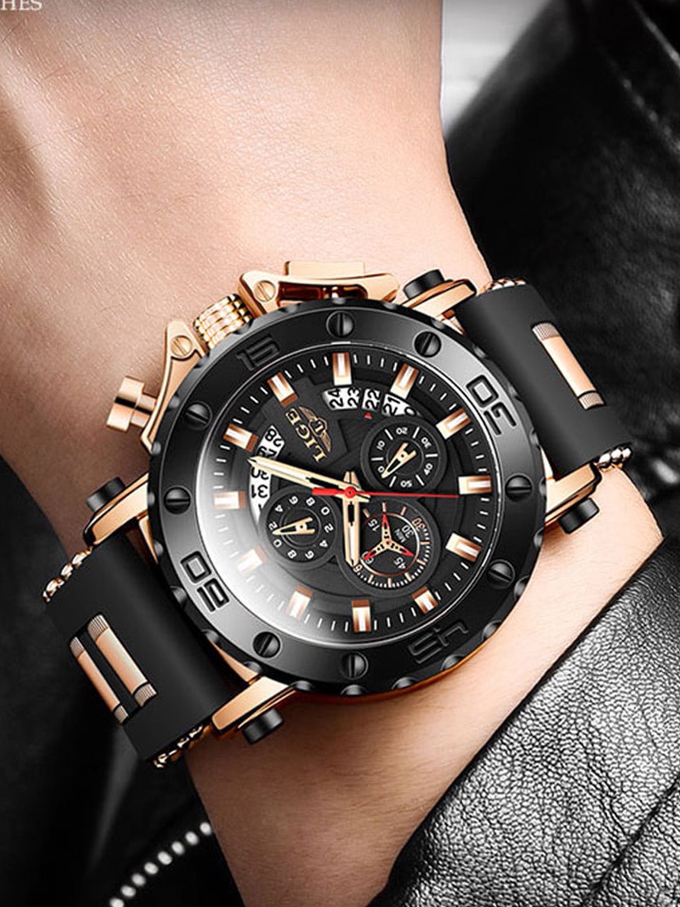 Relógio Masculino Cronógrafo Esportivo Com Pulseira Em Silicone