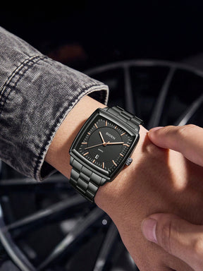 Relógio Masculino Clássico Com Caixa Quadrada Em Aço