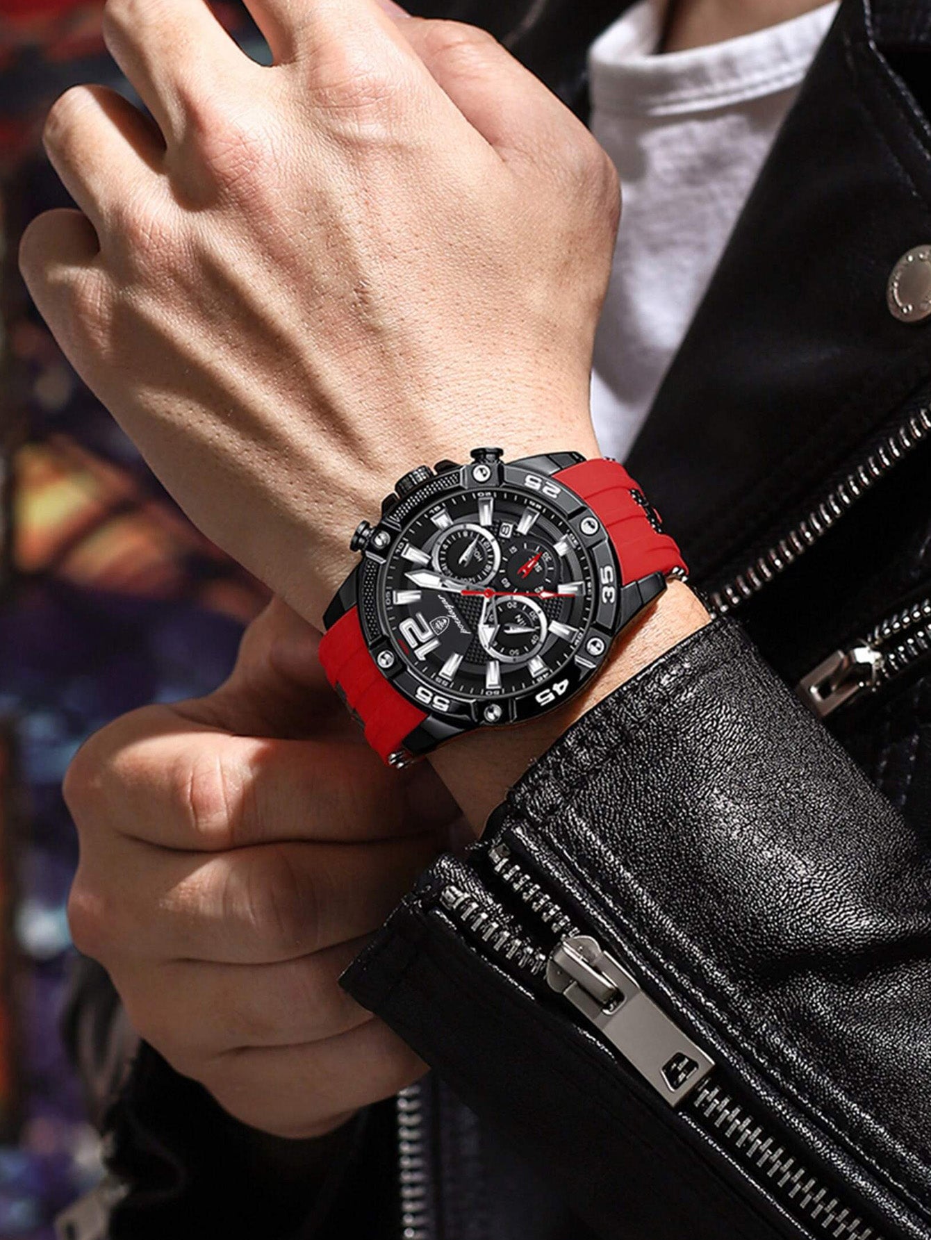 Relógio Masculino Cronógrafo Esportivo Com Pulseira Em Silicone